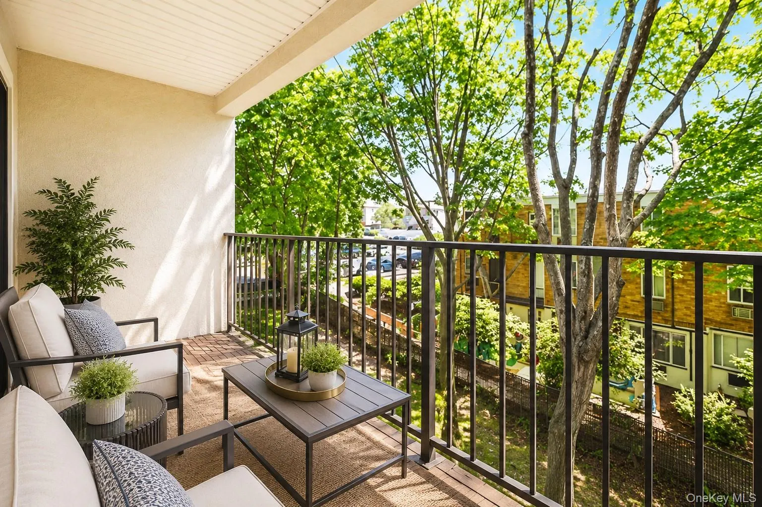 Beautiful balcony with beautiful view. Furniture virtually staged Beautiful balcony with beautiful view. Furniture virtually staged