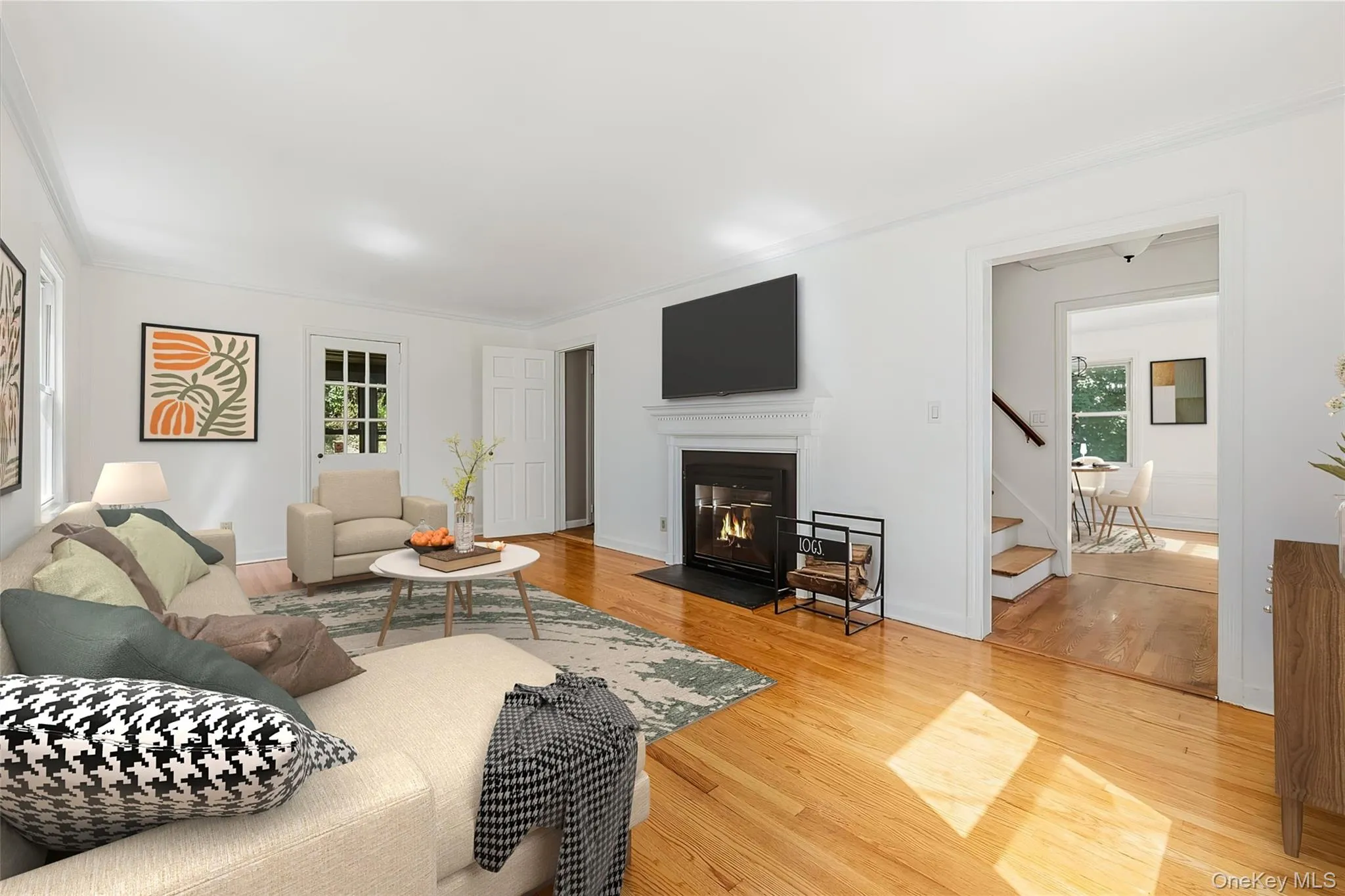 Anchored by a Wood-Burning Fireplace Anchored by a Wood-Burning Fireplace