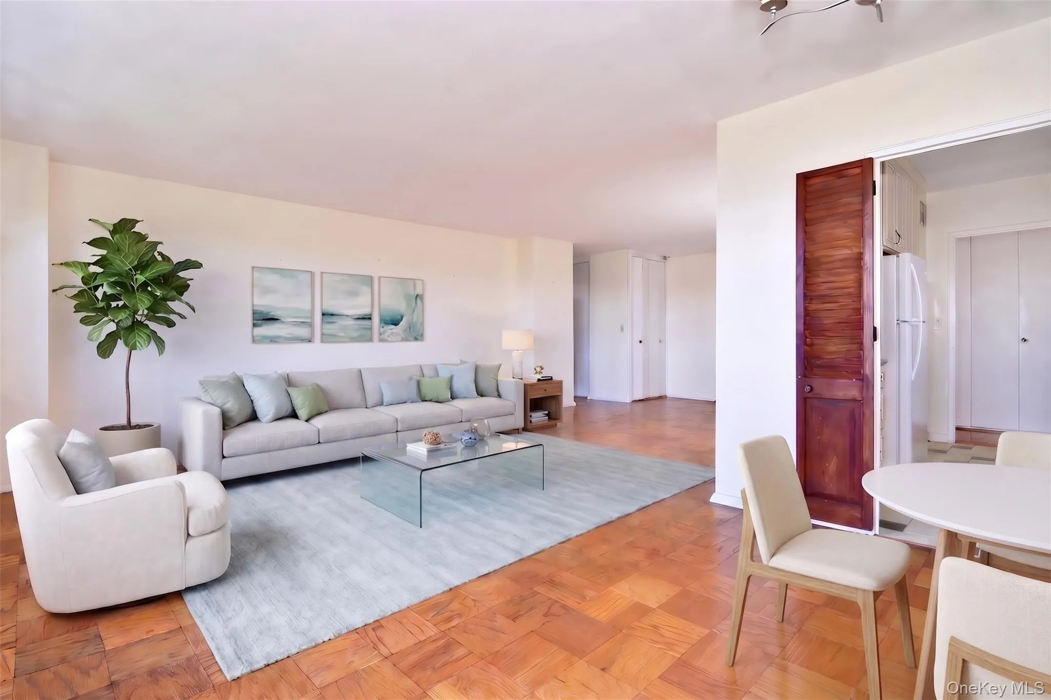 Virtually staged living room and dining area Virtually staged living room and dining area