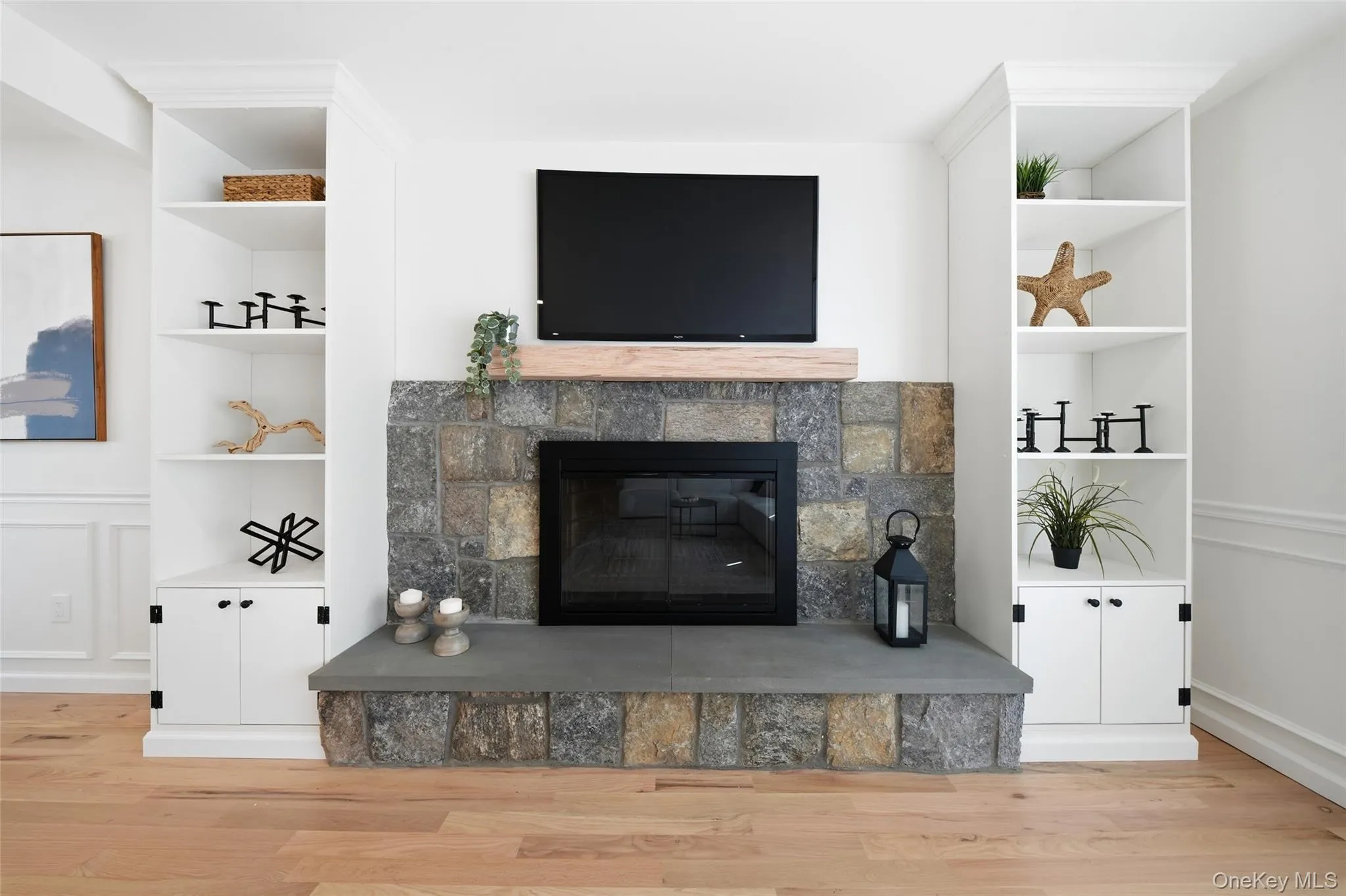 Fieldstone real wood burning fireplace Fieldstone real wood burning fireplace