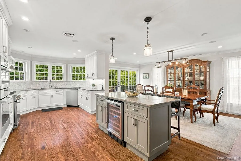 Expansive kitchen with wall of windows Expansive kitchen with wall of windows