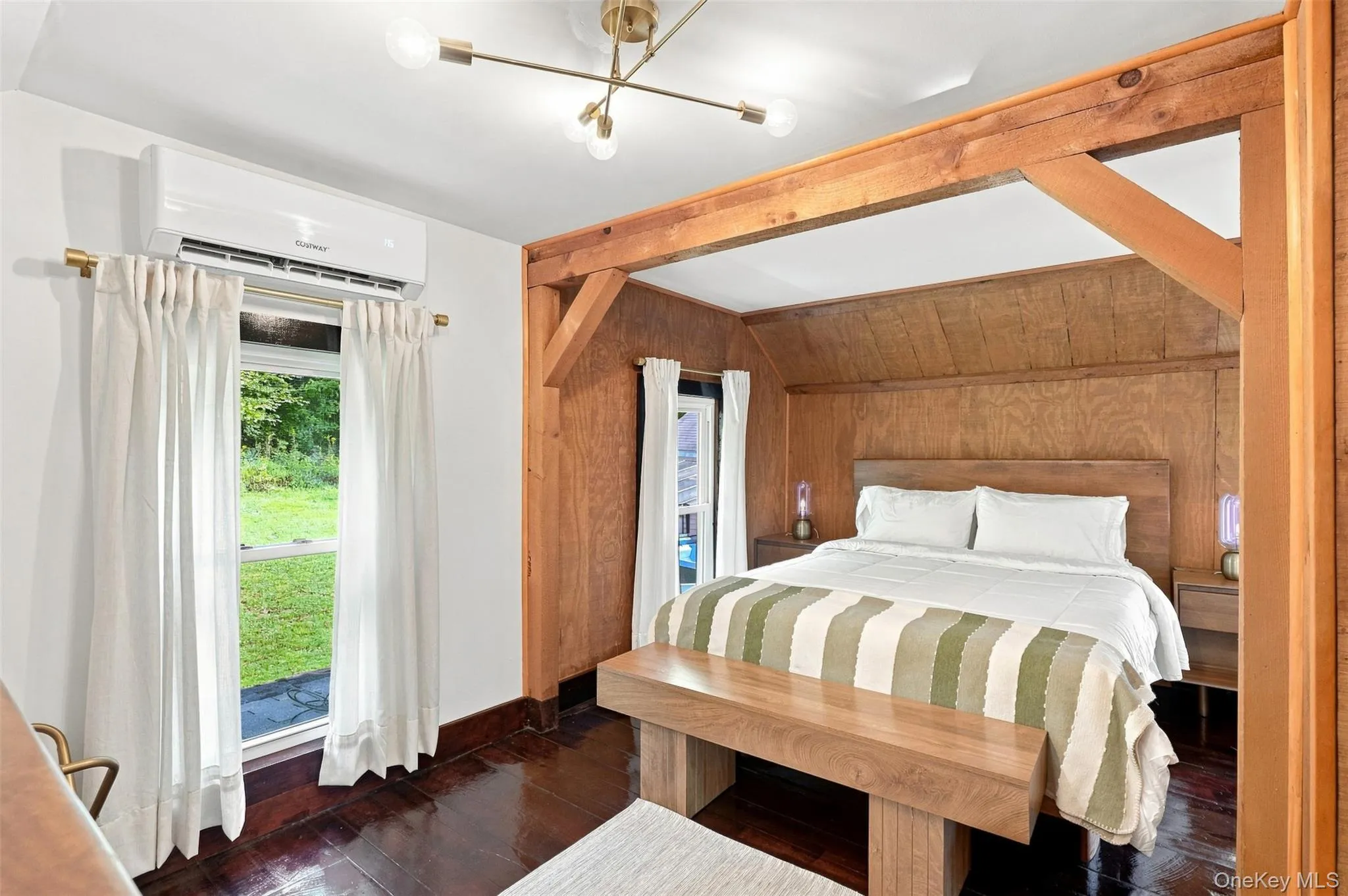Hardwood floors, exposed wood, new mini split systems and beautiful lighting Hardwood floors, exposed wood, new mini split systems and beautiful lighting