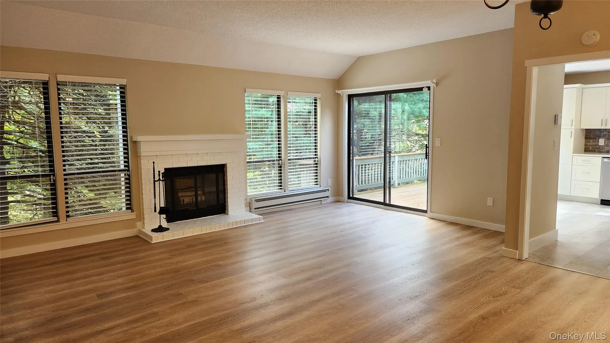 Bright open Living room with FP, lots of windows & Slider to deck Bright open Living room with FP, lots of windows & Slider to deck