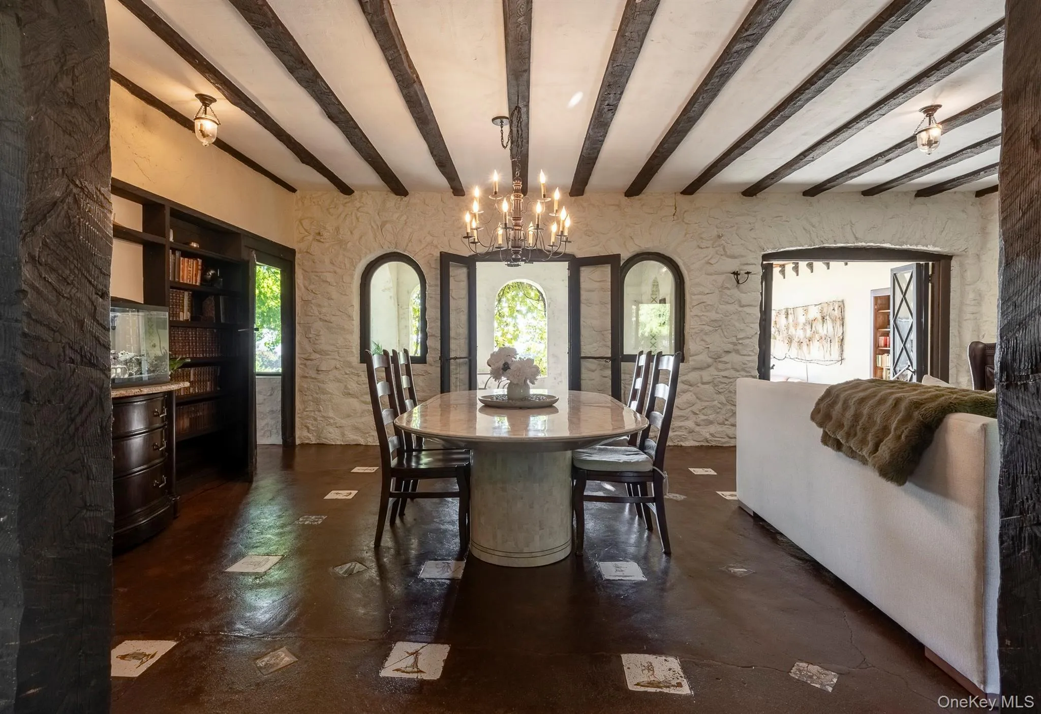 Dining Room with Original Tiles and Beams Dining Room with Original Tiles and Beams