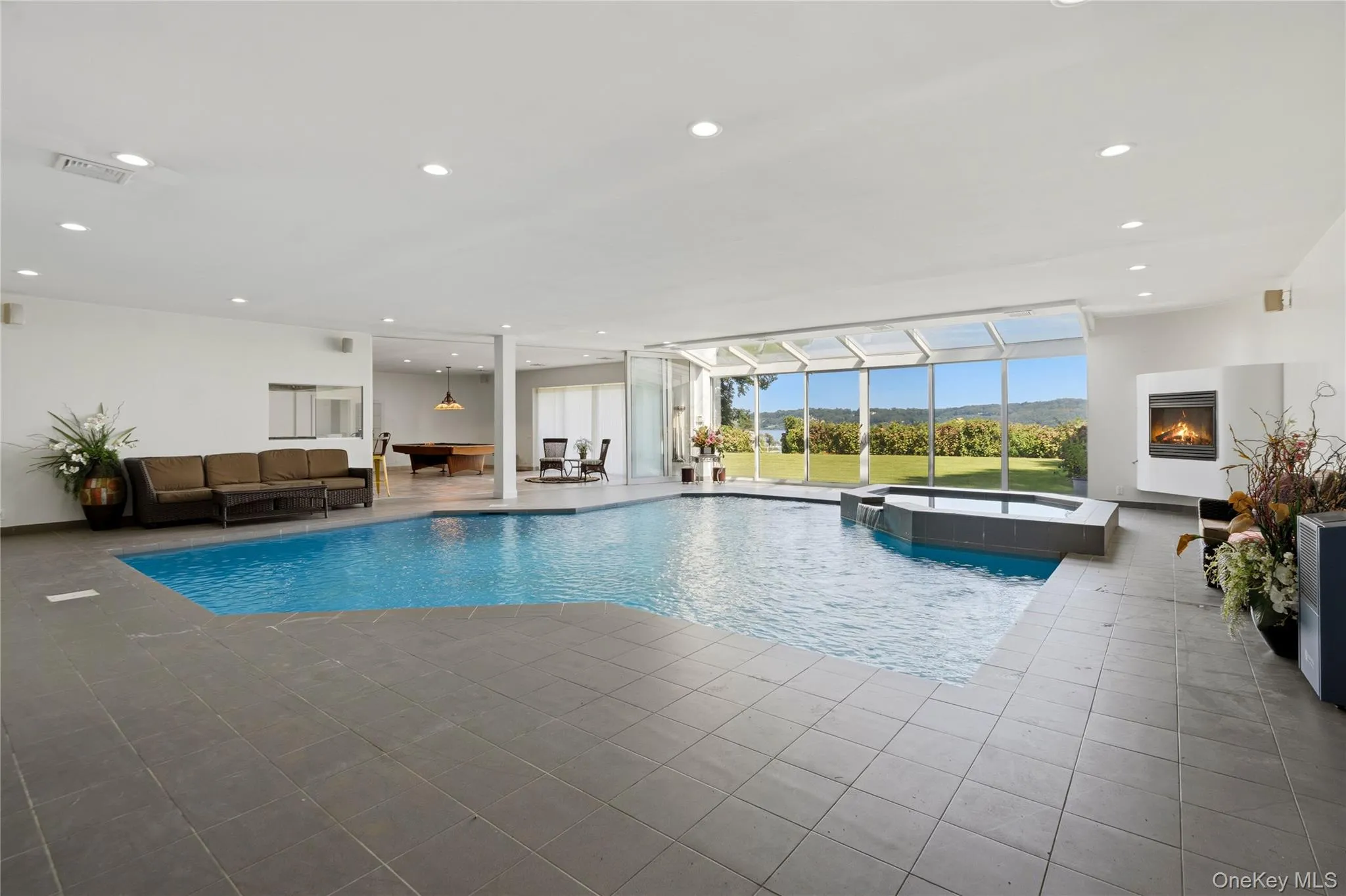 Indoor Pool and Spa with fireplace Indoor Pool and Spa with fireplace