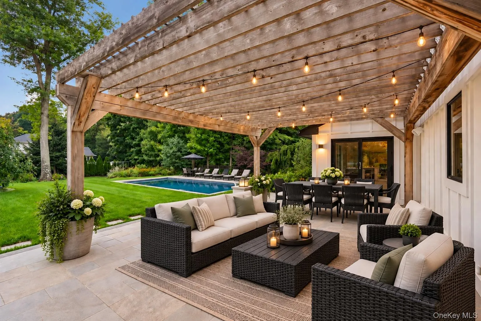 Virtually StagedBeautiful pergola outdoor space for entertaining. Virtually StagedBeautiful pergola outdoor space for entertaining.