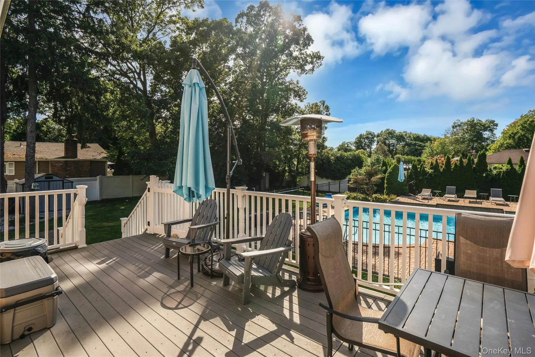 Deck overlooking pool. Deck overlooking pool.