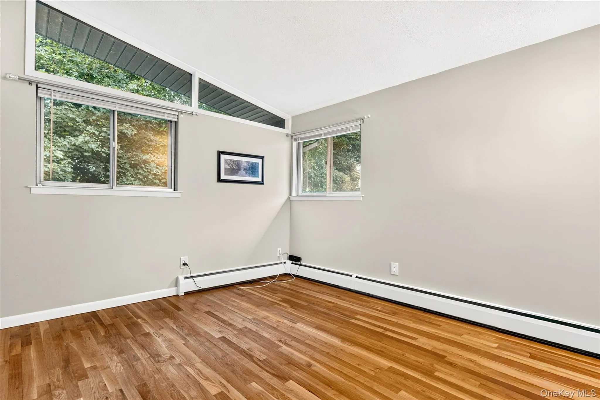 Wood-finish flooring, light neutral-toned walls, and multiple windows Wood-finish flooring, light neutral-toned walls, and multiple windows