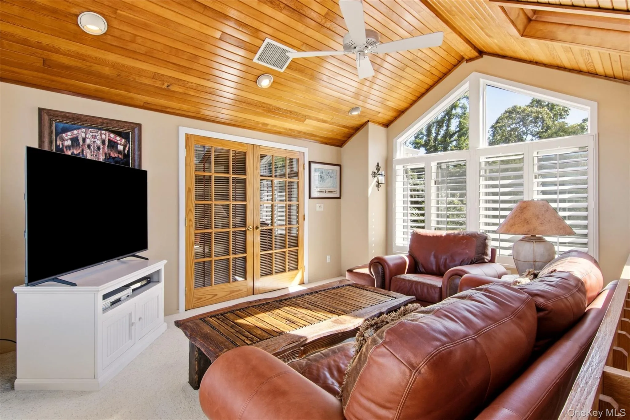 through french doors from the master suite with water view through french doors from the master suite with water view