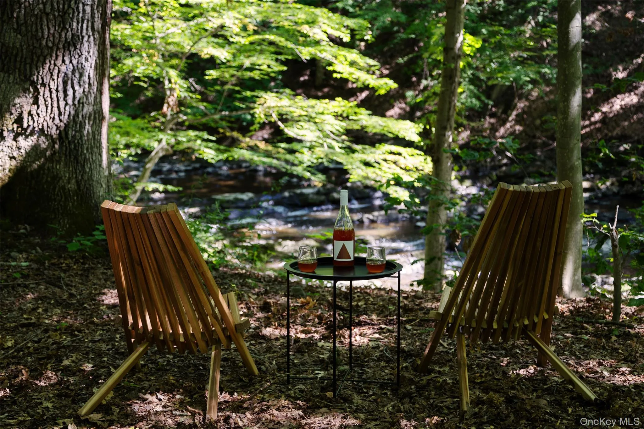 Creek bank seating area Creek bank seating area