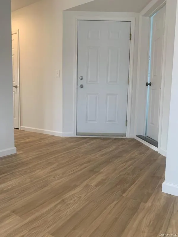 Entryway with light wood-style flooring Entryway with light wood-style flooring
