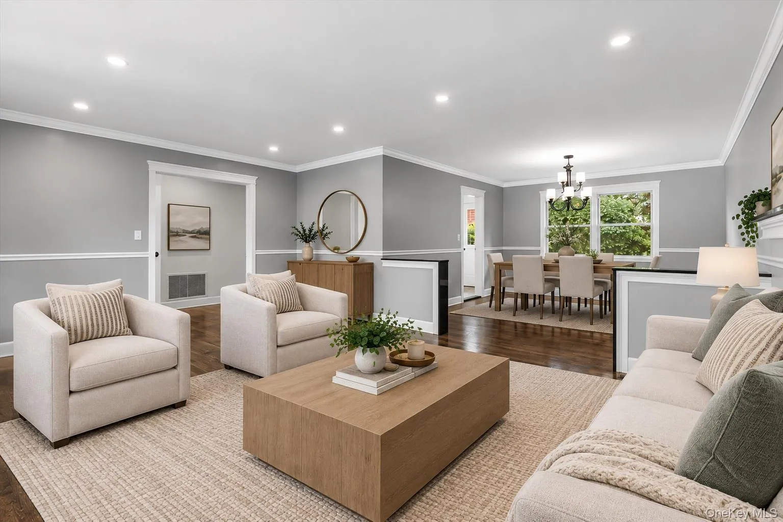 Virtually staged living/dining Virtually staged living/dining