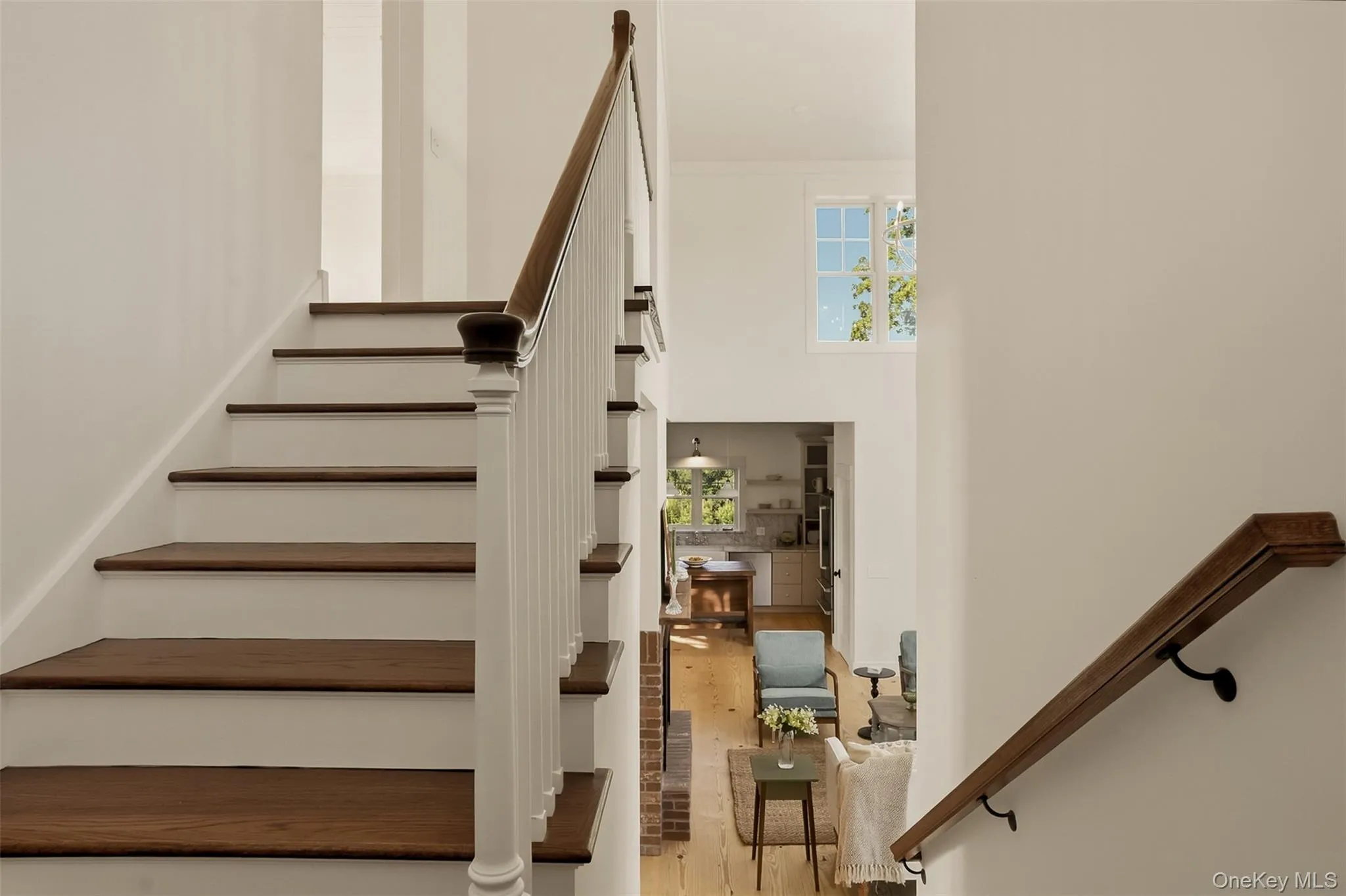 Classic farmhouse staircase to match the mahogany front door Classic farmhouse staircase to match the mahogany front door