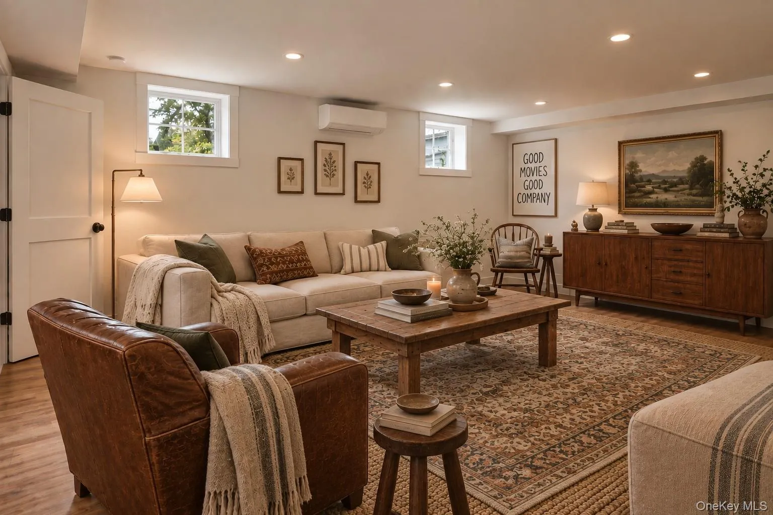 Walkout basement features a finished den with mini split, finished hallway and large unfinished storage and utility space Walkout basement features a finished den with mini split, finished hallway and large unfinished storage and utility space