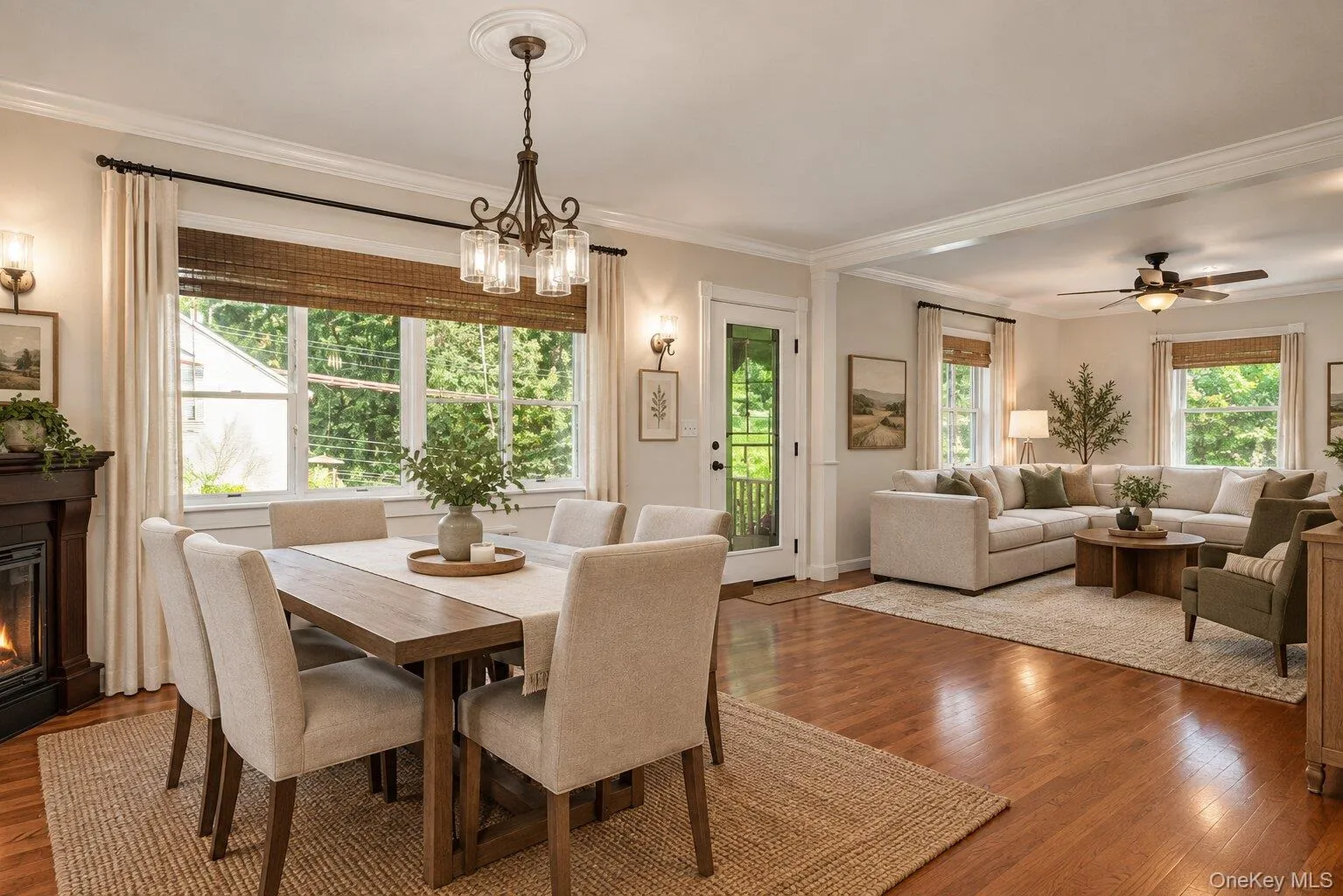 Virtually staged Dining room and Living room combo Virtually staged Dining room and Living room combo