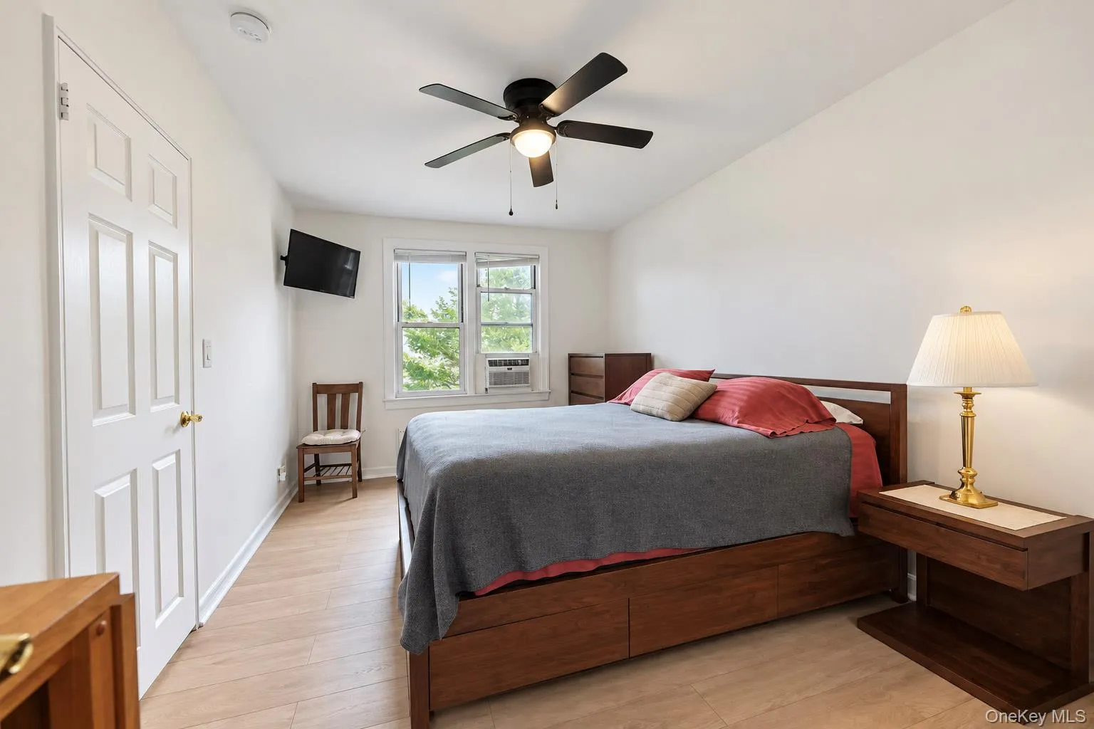 Generously sized Bedroom w/ 2 closets - new Hybrid Flooring, Ceiling fan & wall mtd TV Generously sized Bedroom w/ 2 closets - new Hybrid Flooring, Ceiling fan & wall mtd TV