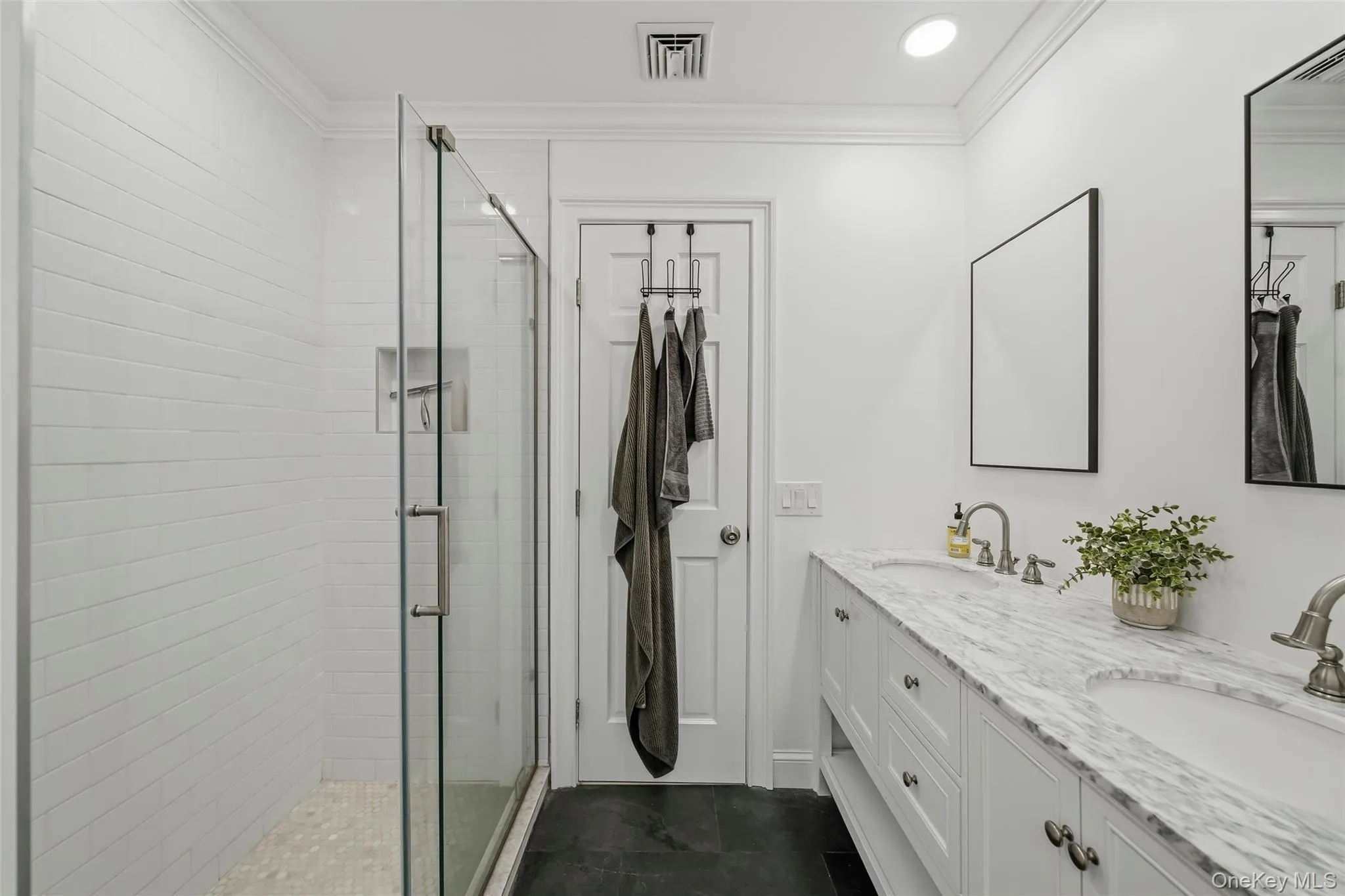 Renovated bathroom double marble vanity Renovated bathroom double marble vanity