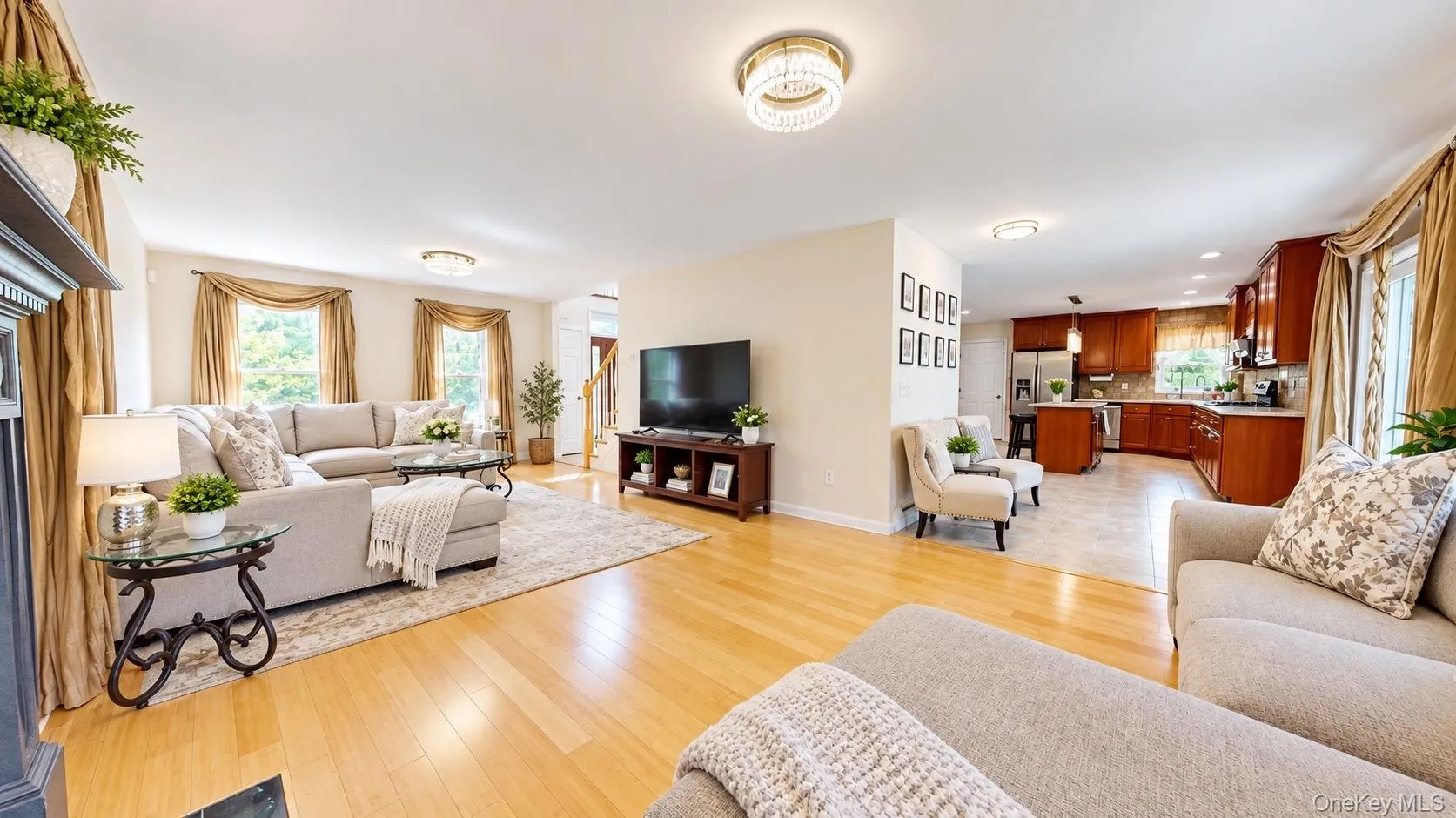 Wood-finish flooring throughout the living area Wood-finish flooring throughout the living area