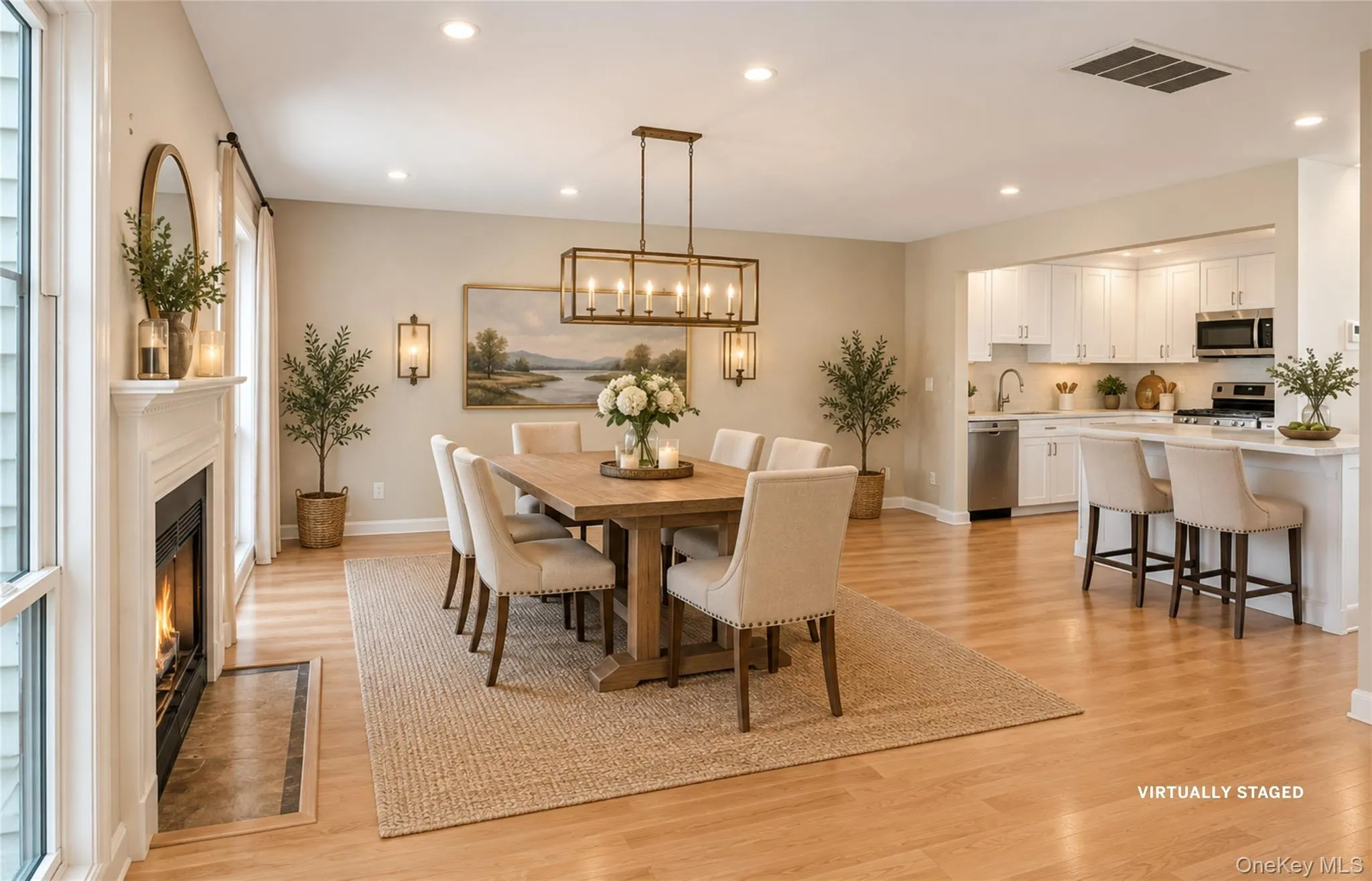 Virtually staged dining area. Virtually staged dining area.
