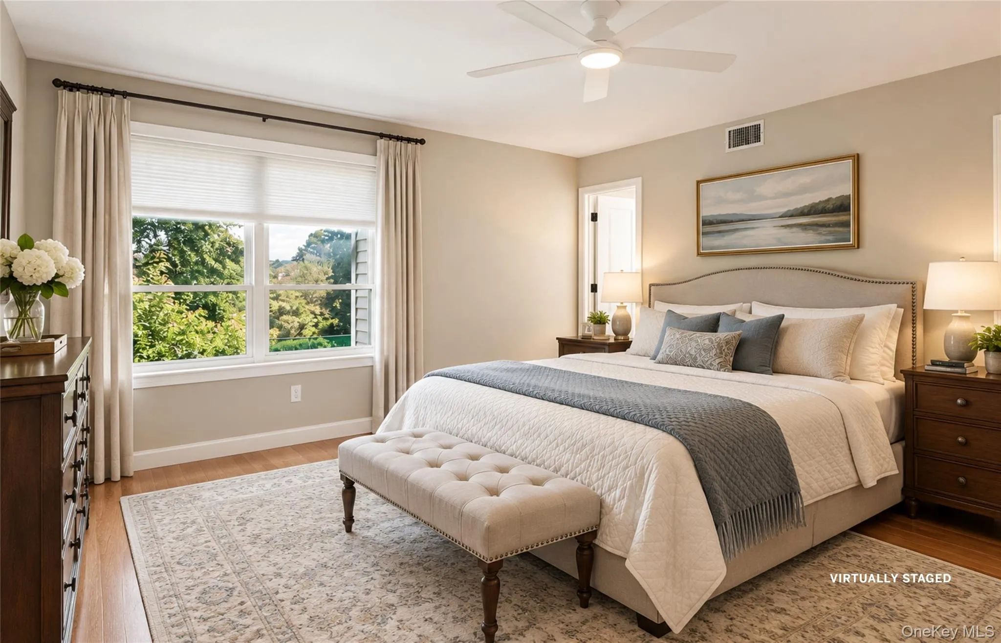 Virtually staged bedroom. Virtually staged bedroom.