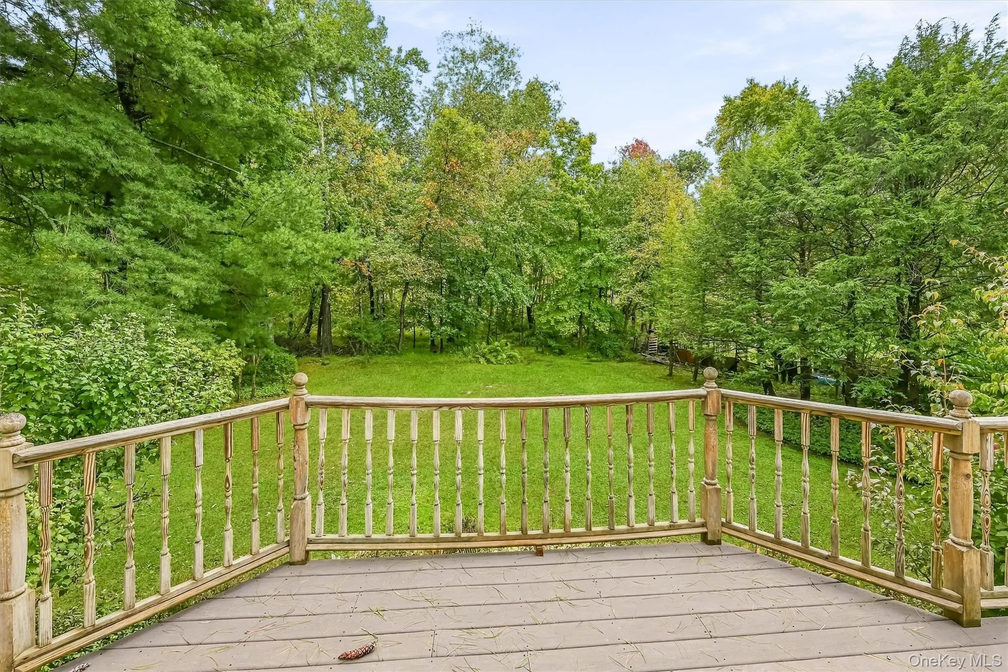 Composite deck overlooks the private backyard Composite deck overlooks the private backyard