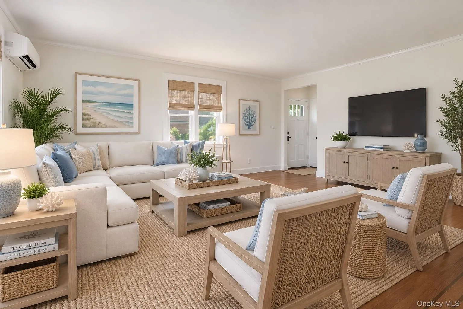Virtually staged to see different ways for furniture layout in this large bright living room. Virtually staged to see different ways for furniture layout in this large bright living room.