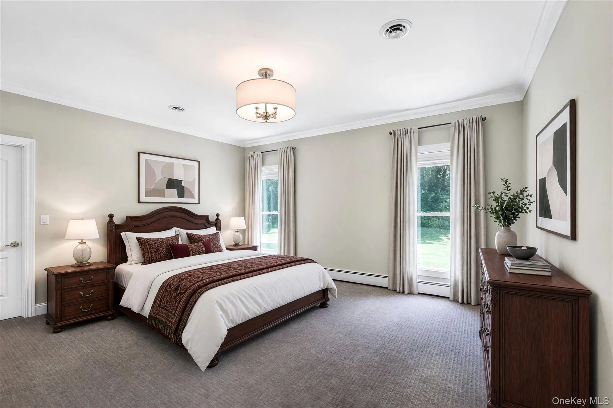 Crown molding accentuates the ceiling Crown molding accentuates the ceiling