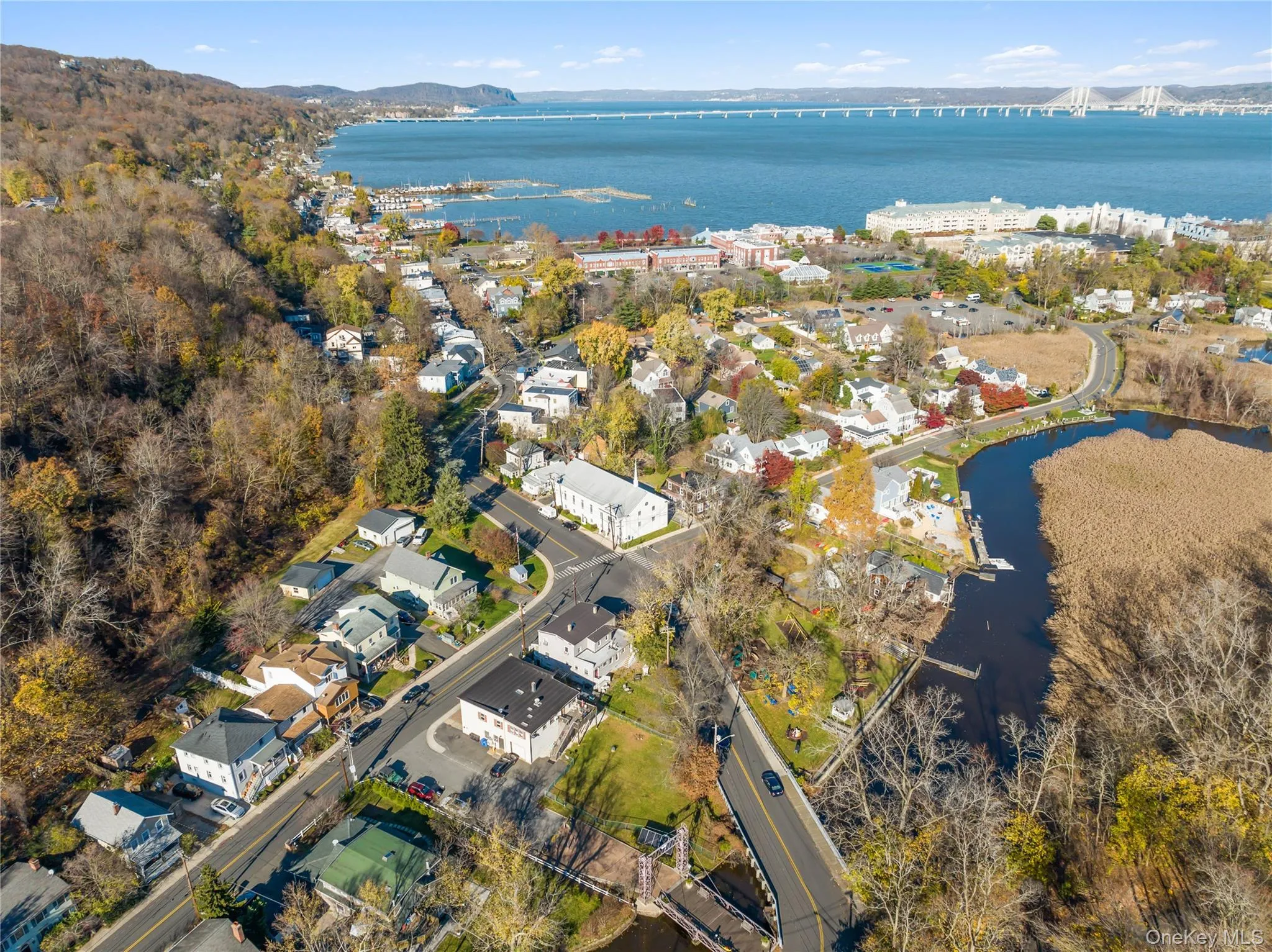 Aerial view of nearby Piermont Village and the Hudson River. Aerial view of nearby Piermont Village and the Hudson River.