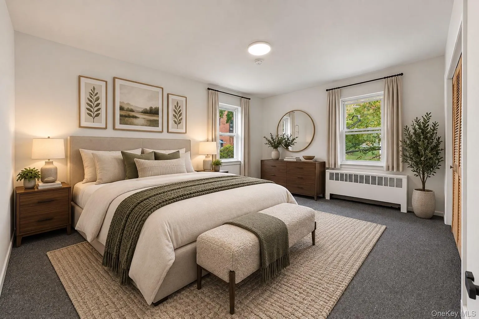 Virtually staged primary bedroom. Virtually staged primary bedroom.