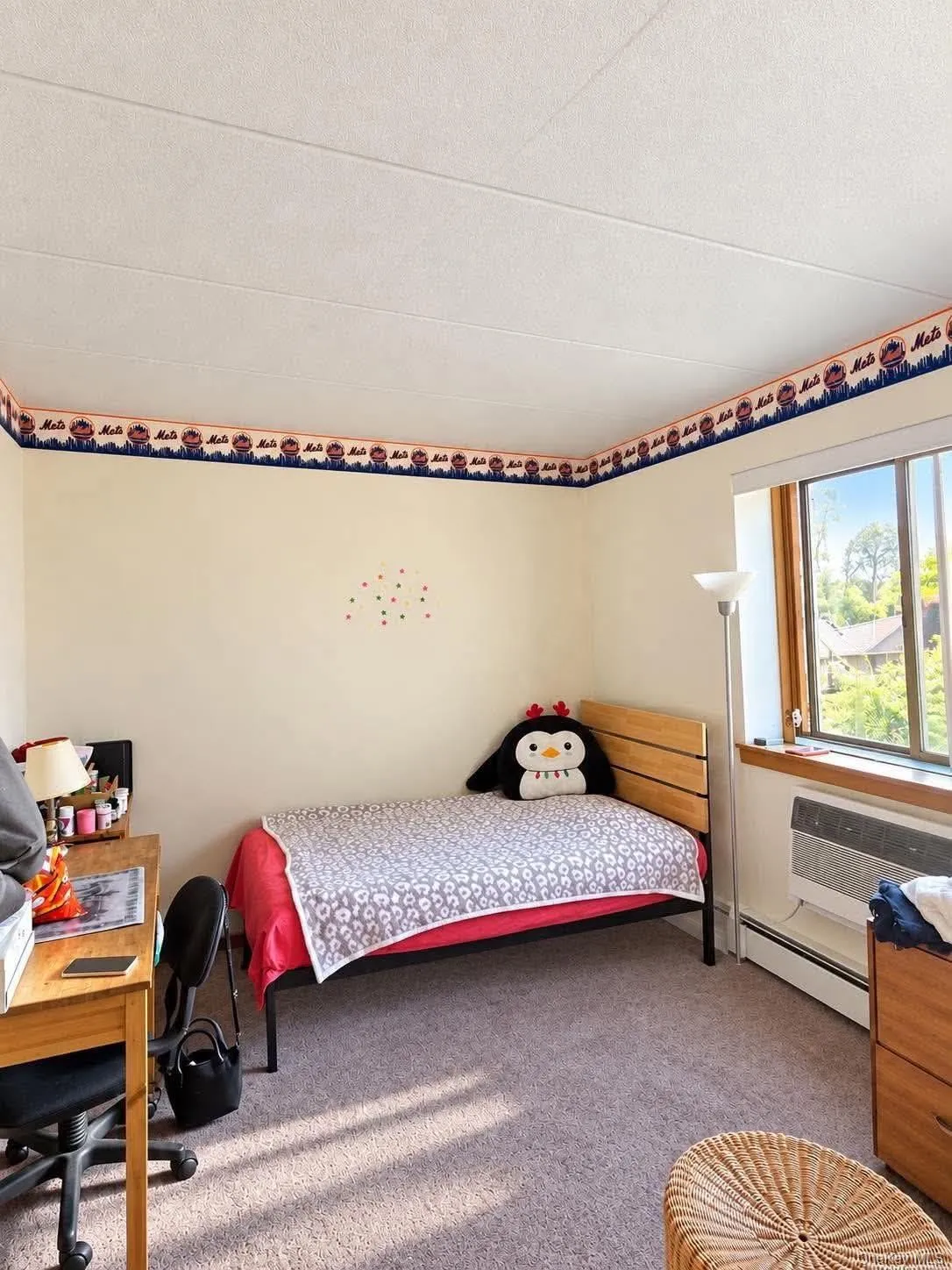 Wood-frame window, and a wall-mounted new freidrich wall a.c Wood-frame window, and a wall-mounted new freidrich wall a.c
