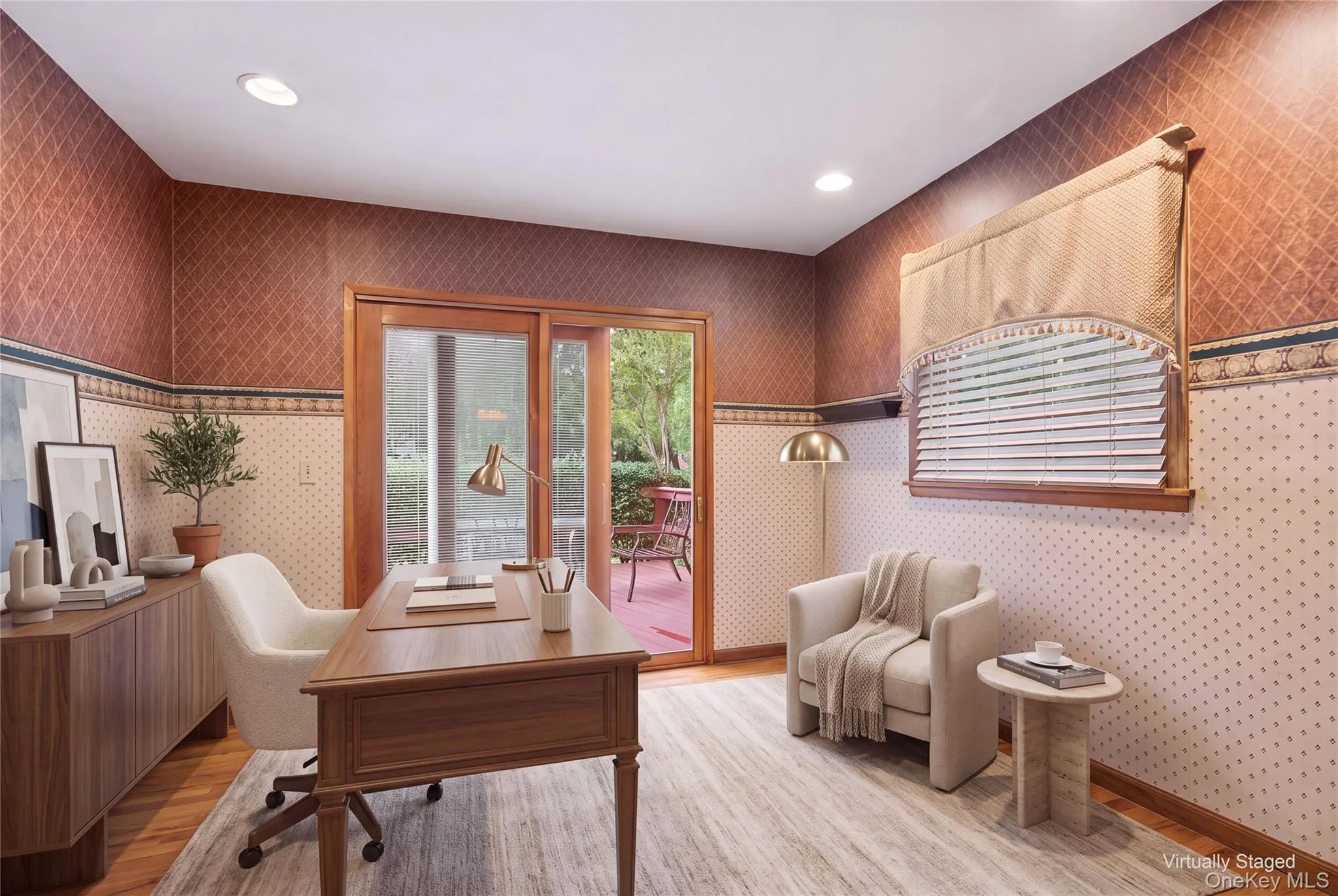 Virtually staged small den/office Virtually staged small den/office