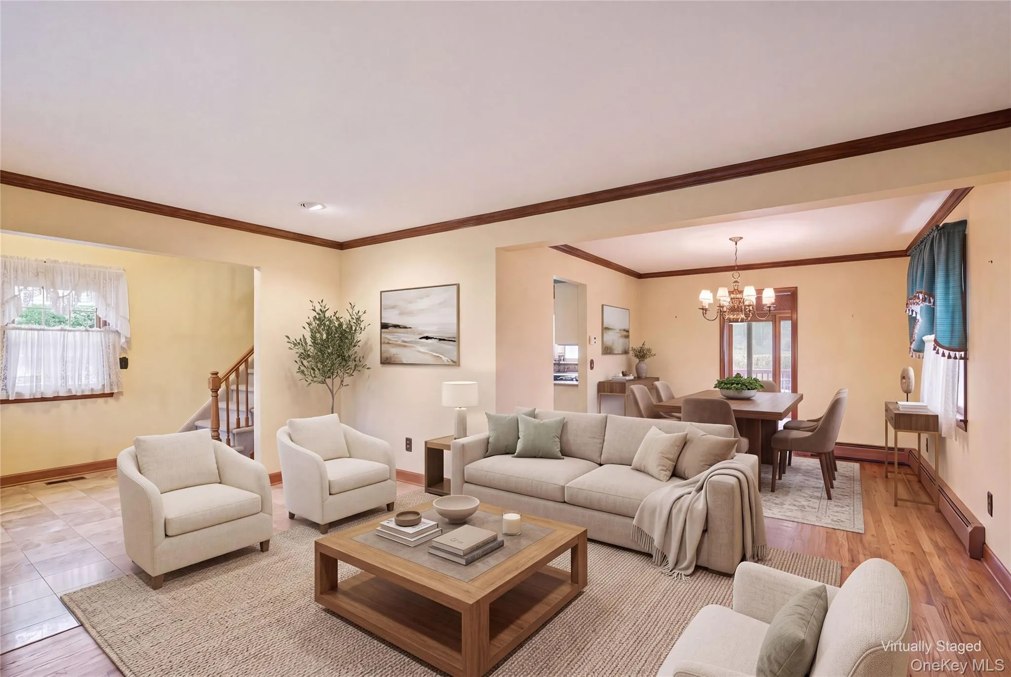 Virtually staged Living Room/Dining Room Virtually staged Living Room/Dining Room