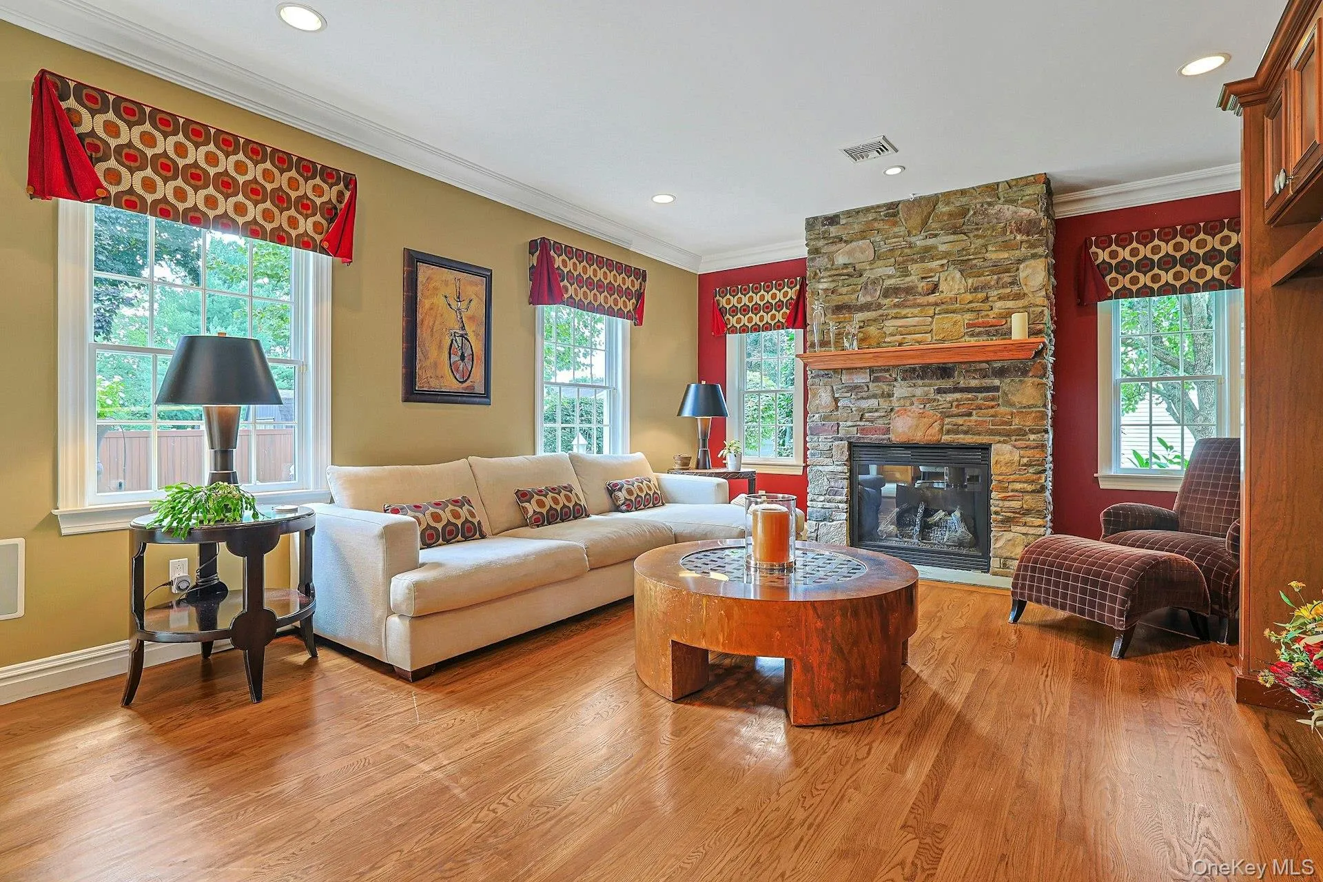 Gas-Burning Stone Fireplace, Recessed Lighting, Built-in Speakers Gas-Burning Stone Fireplace, Recessed Lighting, Built-in Speakers