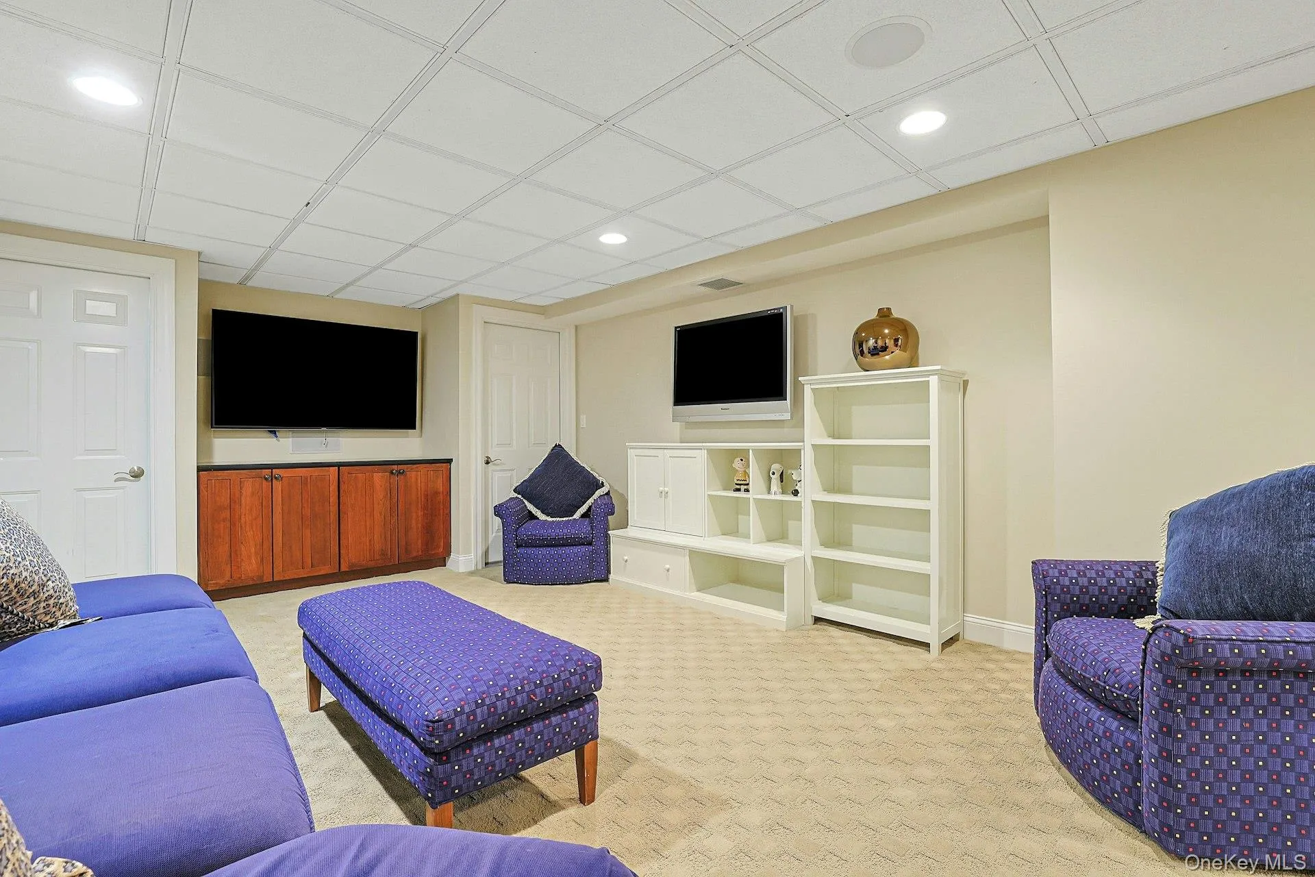 Full Finished Basement W/Large TV Gaming Area, Lots of Storage Built-in Cabs Full Finished Basement W/Large TV Gaming Area, Lots of Storage Built-in Cabs