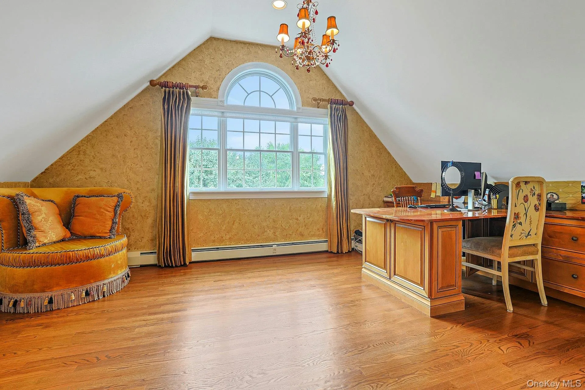Primary Suite Sitting Room/Office W/Vaulted Ceilings, Custom Built-in Partners Desk W/Granite Countertop Primary Suite Sitting Room/Office W/Vaulted Ceilings, Custom Built-in Partners Desk W/Granite Countertop