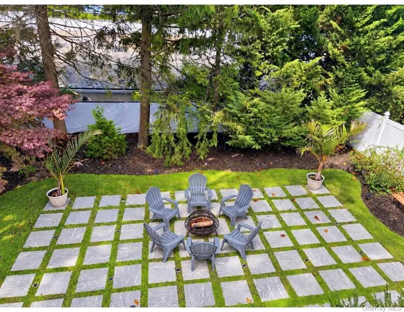In-laid stone patio with fire pit In-laid stone patio with fire pit