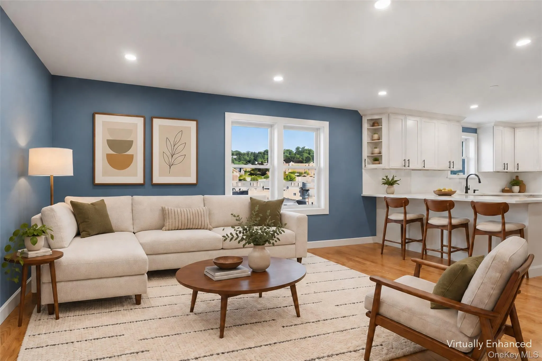 Plenty of room for a large sofa, breakfast chairs, and art! Plenty of room for a large sofa, breakfast chairs, and art!