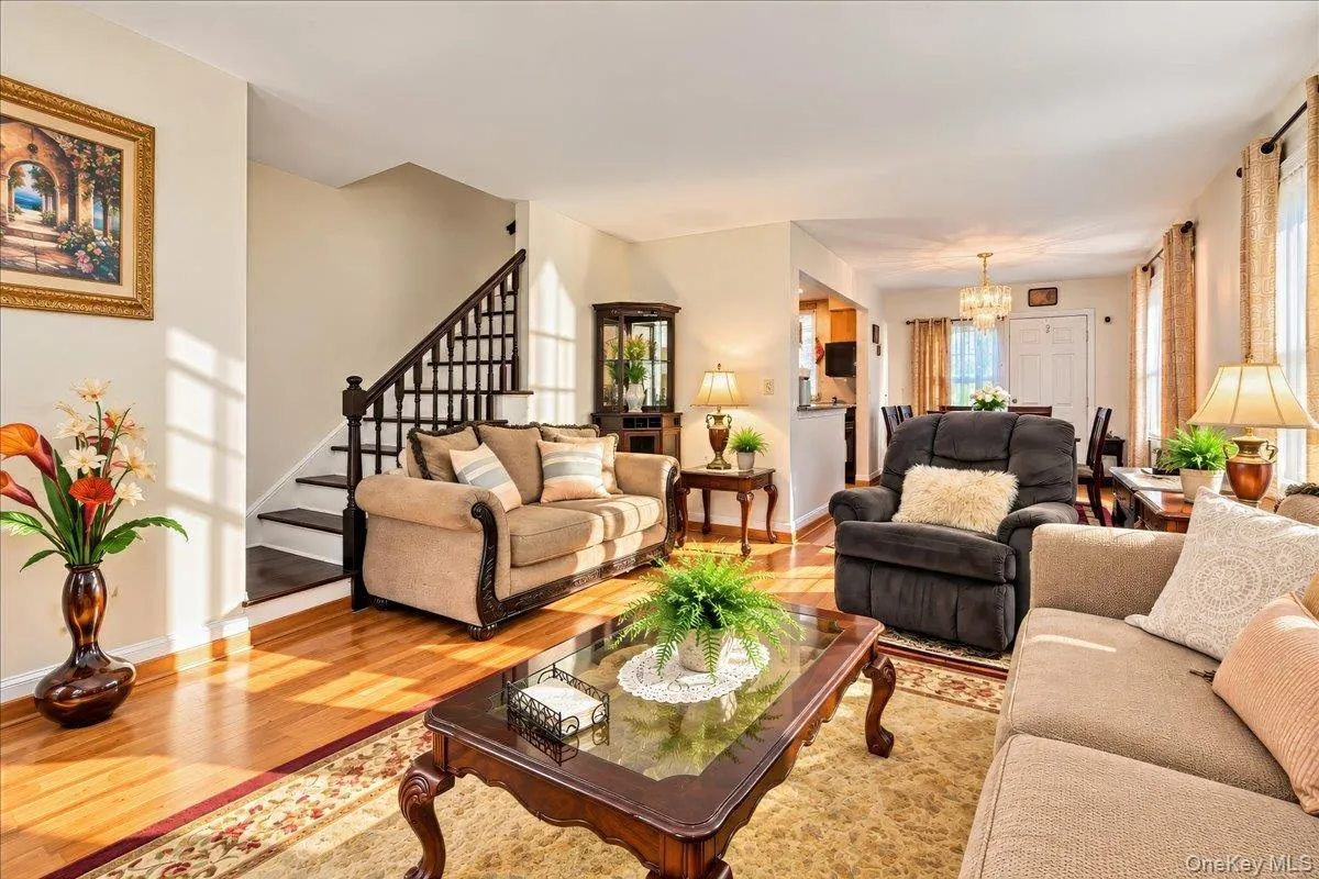 Living room, dining room and kitchen basking in sunlight Living room, dining room and kitchen basking in sunlight