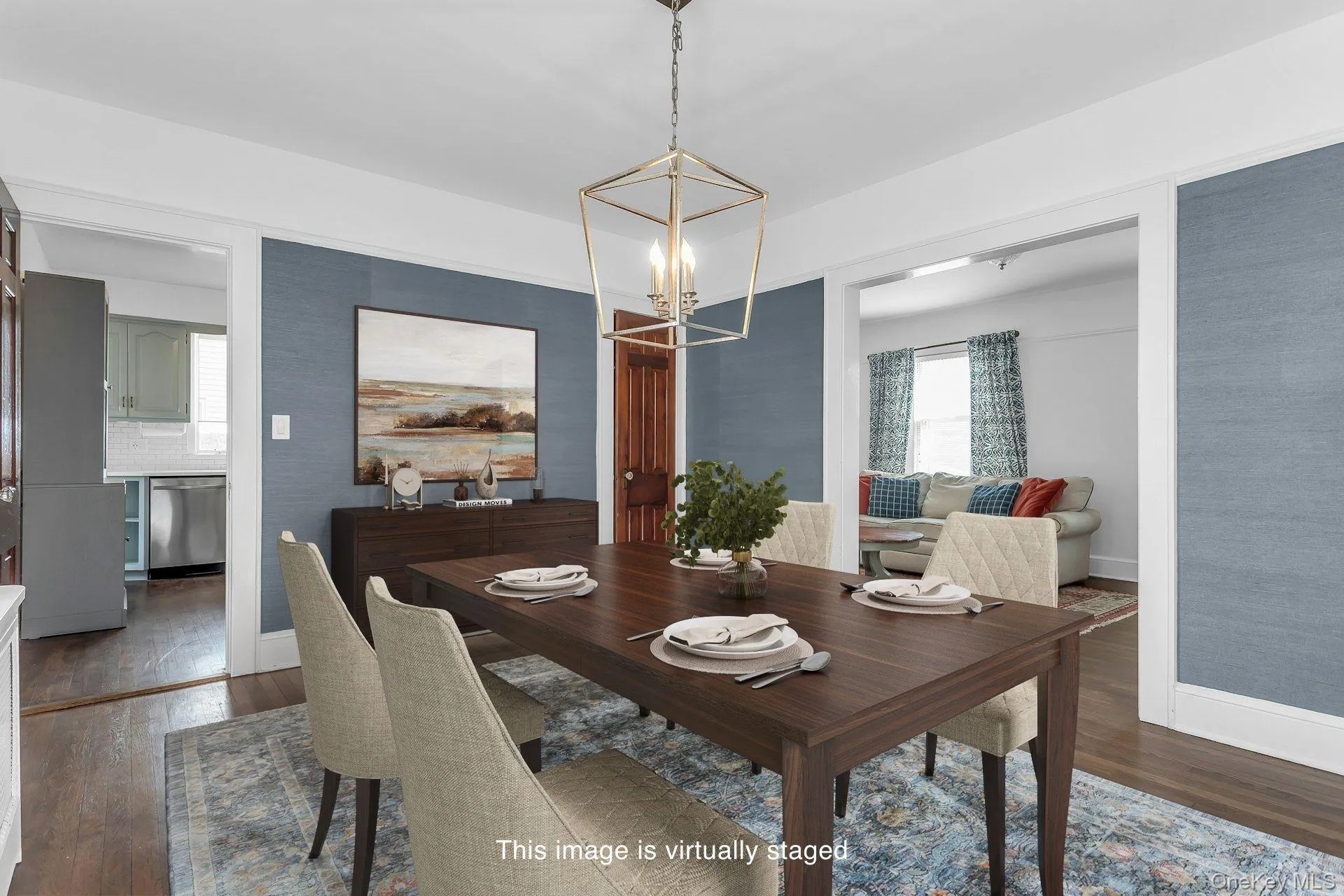 Furniture is virtually staged in the dining room Furniture is virtually staged in the dining room
