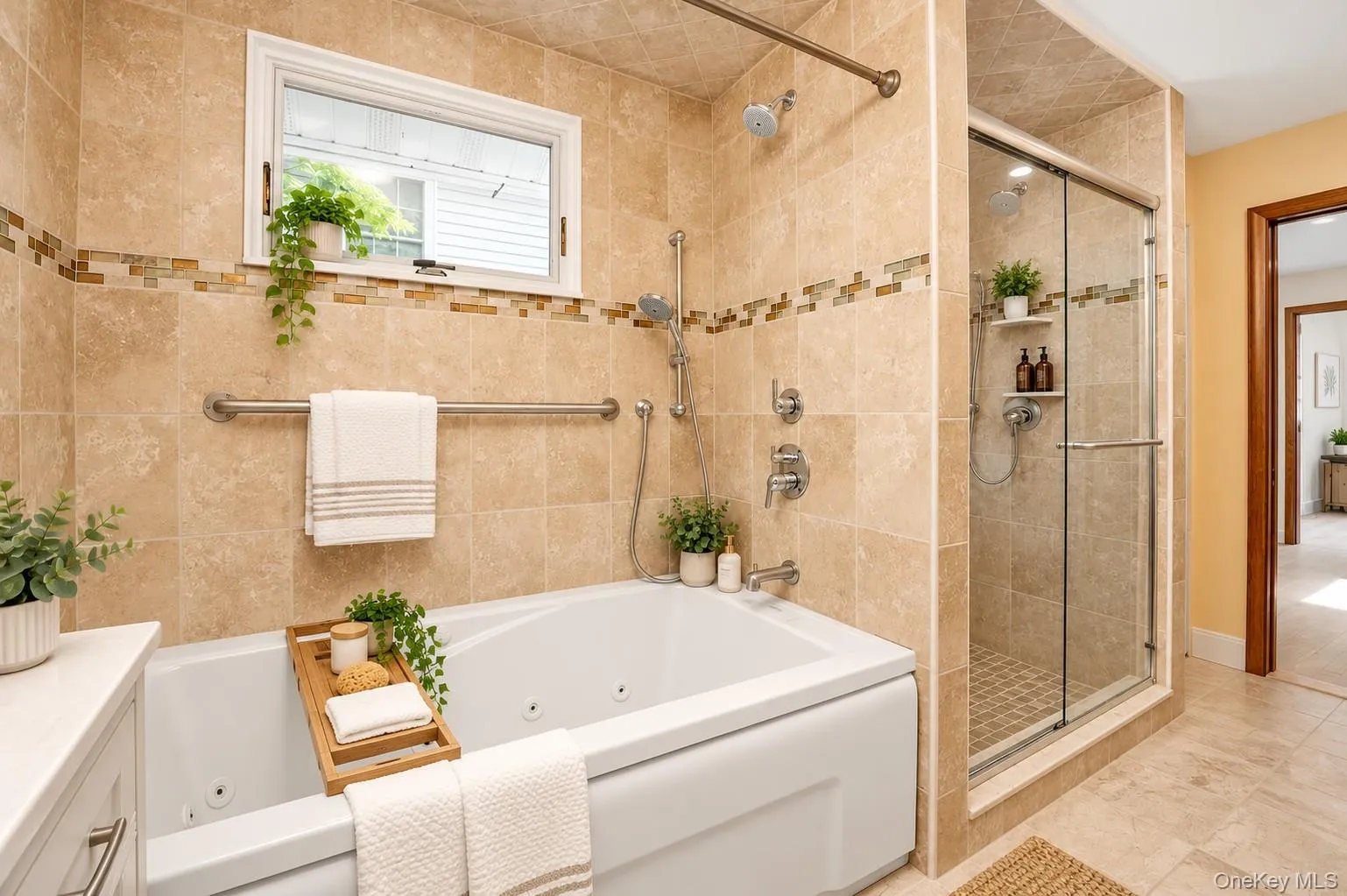 Virtually staged with jacuzzi shower view Virtually staged with jacuzzi shower view