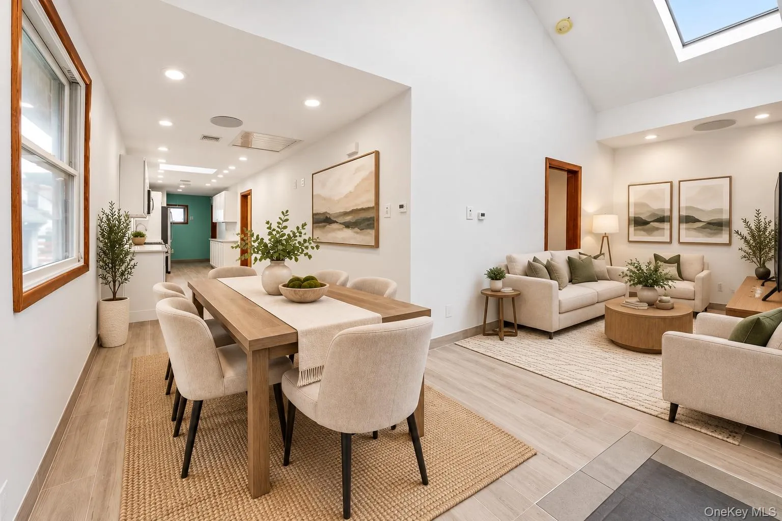 Virtually staged with Dining and view of Livingroom Virtually staged with Dining and view of Livingroom
