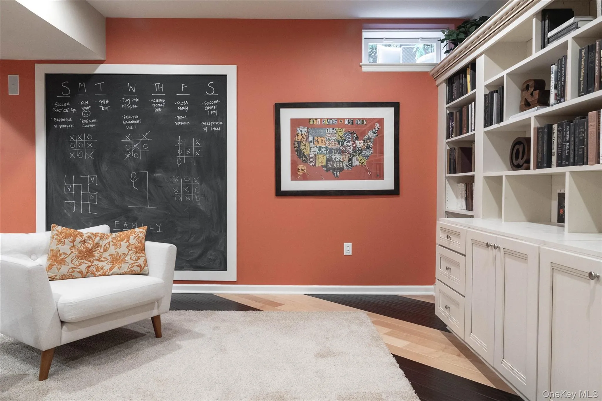 Finished basement with built-ins Finished basement with built-ins