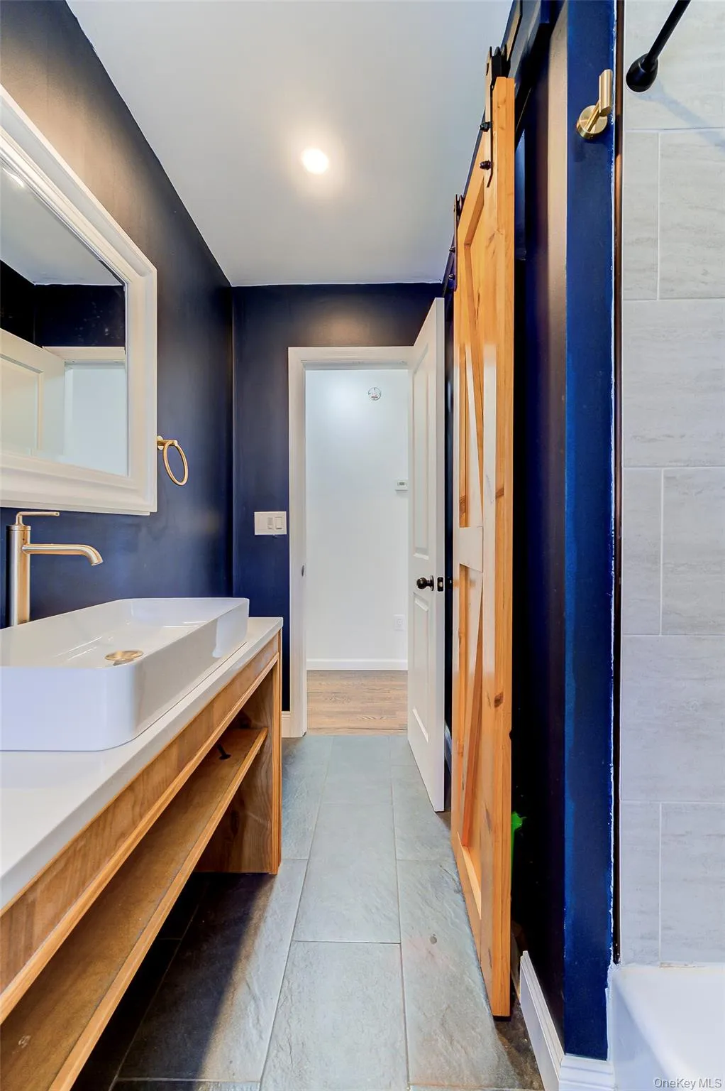 Bathroom has tile flooring Bathroom has tile flooring