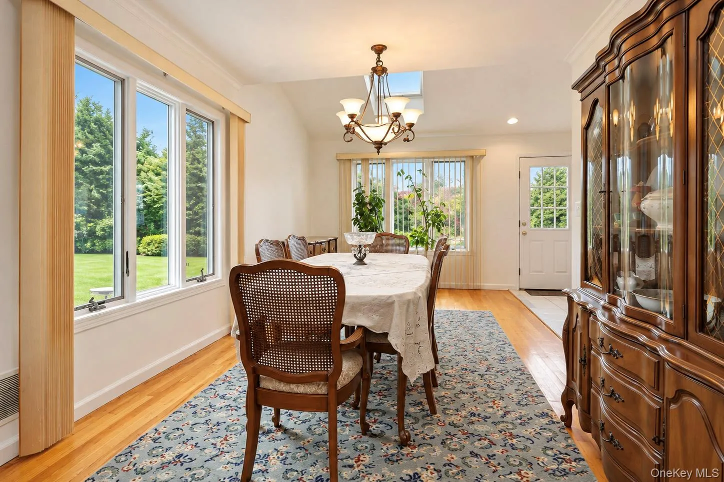 Hardwood flooring, coved ceiling, and skylight Hardwood flooring, coved ceiling, and skylight