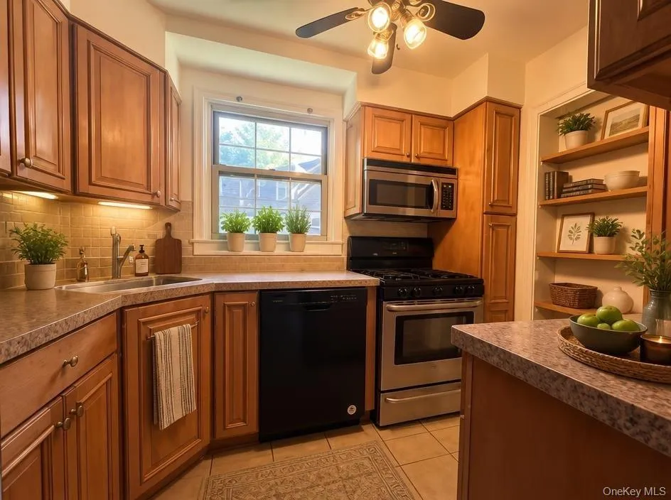Virtually staged- Kitchen featuring warm wood cabinetry, stainless steel appliances, and lots of cabinets. Virtually staged- Kitchen featuring warm wood cabinetry, stainless steel appliances, and lots of cabinets.
