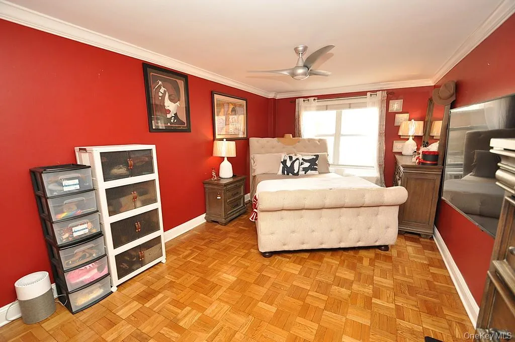 The large bedroom has two closet, parquet floors and can accommodate a king size bed, night stands, dresser and reading chair. The bedroom is approx. 20'-1" x 10'-6". The large bedroom has two closet, parquet floors and can accommodate a king size bed, night stands, dresser and reading chair. The bedroom is approx. 20'-1" x 10'-6".