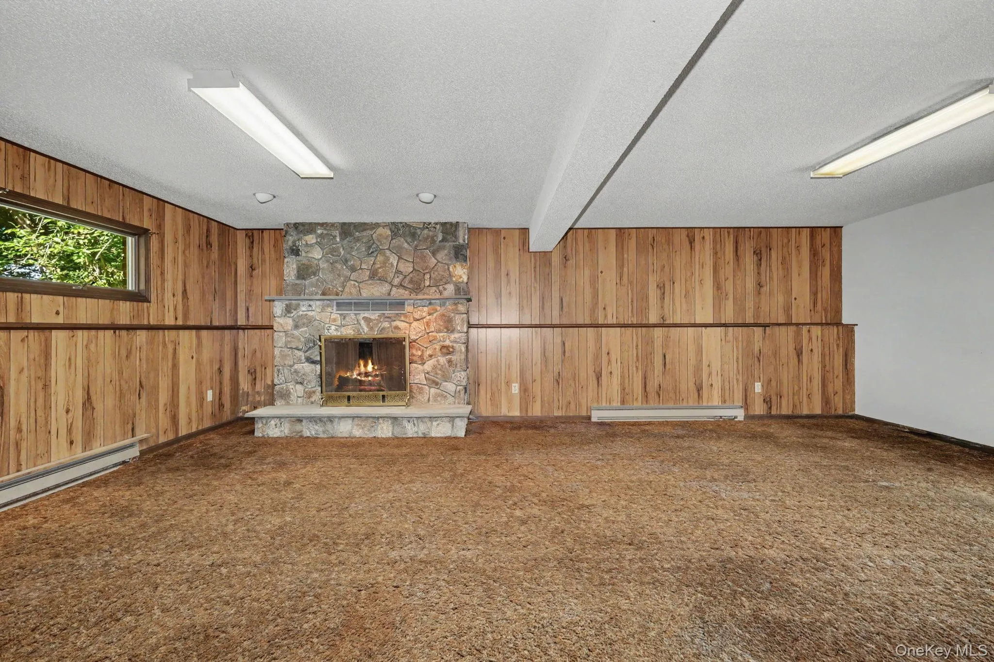 Walkout Family room with woodburning fireplace Walkout Family room with woodburning fireplace