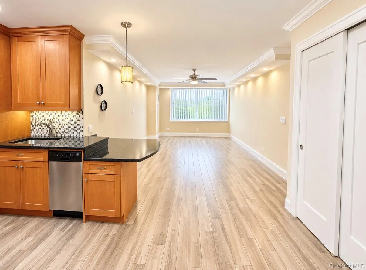 Open layout from entranceway view. Renovated closets. Open layout from entranceway view. Renovated closets.