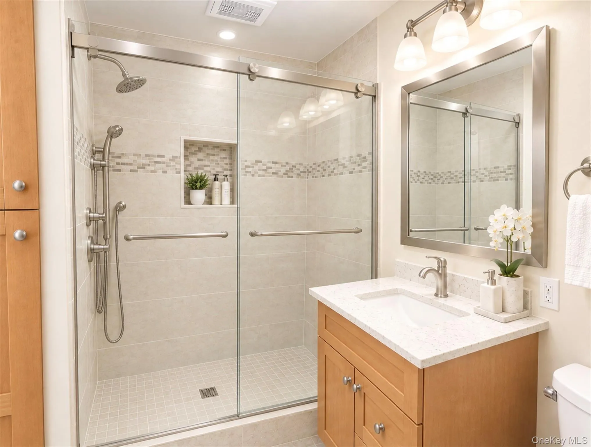 Stall Shower with built in cabinetry Stall Shower with built in cabinetry