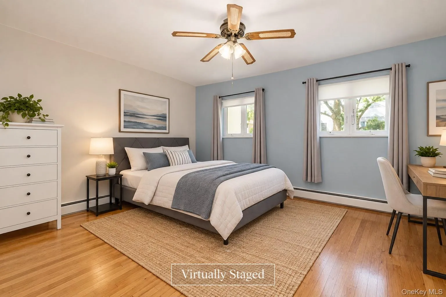 Virtually staged lower level bedroom Virtually staged lower level bedroom